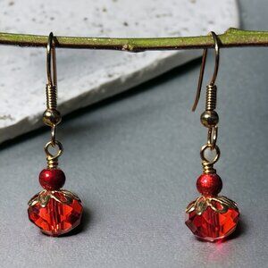 Red Czech Crystal with Gold Accents